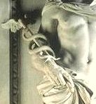 Hermes holds the RNA/single strand caduceus.