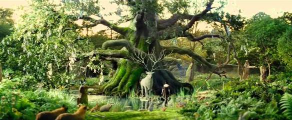 Snow White meets the White Stag in the Sanctuary, image courtesy Universal Pictures.