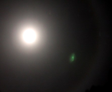 Ship appears as paired lights held within leonine energy in Bareld's photo, 27th July, 2015.