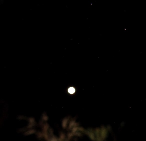 Two tiny craft fly in above the moon, August 30th.