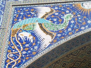 Simurgh mosaic, Bukhara, Uzbekistan.