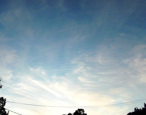 Horizontal bands appear among chem-clouds, the visual 'imprint' of the Leonine Beings' purr sound, June 5th, 2015.