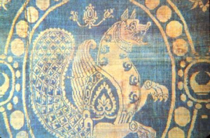 Simurgh on Sassanid silk 6-7th century. Image: Wikipedia