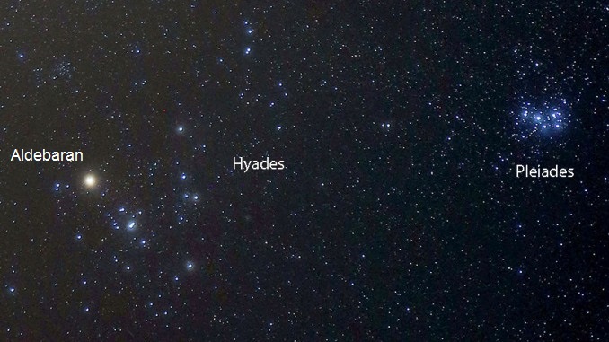 The Hyades and Pleiades star clusters in Taurs by Bob King - Copy